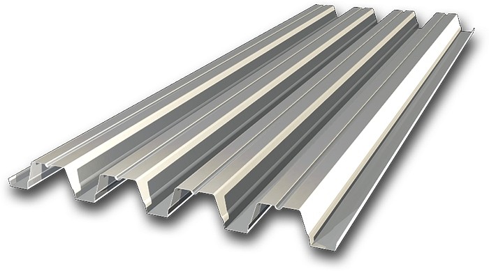 Профнастил покрівельний товщ. 0.6мм, хвиля 57мм, сталь DX51D цинк Z100, без органічного покриття матовий, з елементами підсилення